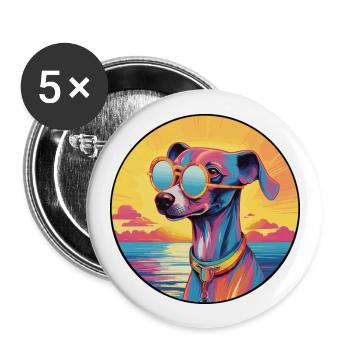 Italian Greyhound Dog Breed Colorful Cartoon Water - Buttons large 2.2''/56 mm (5-pack) - white - Front
