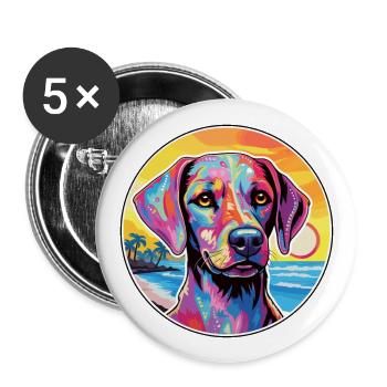 Kyi Leo Hund Rasse Bunte Karikatur Aquarell - Buttons groß 56 mm (5er Pack) - Weiß - Vorne