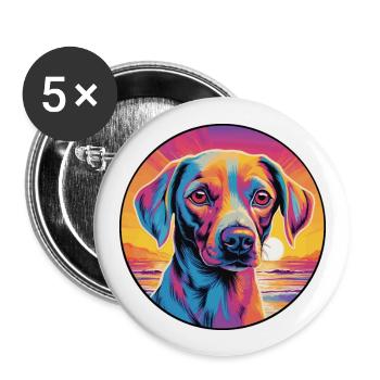 Koolie chien race coloré dessin animé aquarelle - Lot de 5 grands badges (56 mm) - blanc - Devant