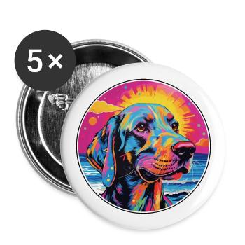 Leopard Hound Dog Breed Colorful Cartoon Watercolo - Buttons large 2.2''/56 mm (5-pack) - white - Front