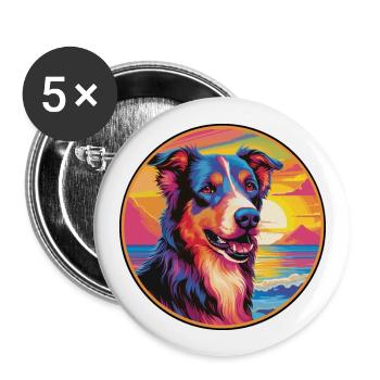 Majorque Berger Chien Race Coloré Cartoon Waterc - Lot de 5 grands badges (56 mm) - blanc - Devant