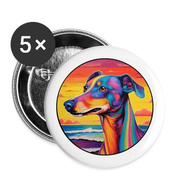Polonais Lévrier Chien Race Coloré Cartoon Waterc - Lot de 5 grands badges (56 mm) - blanc - Devant
