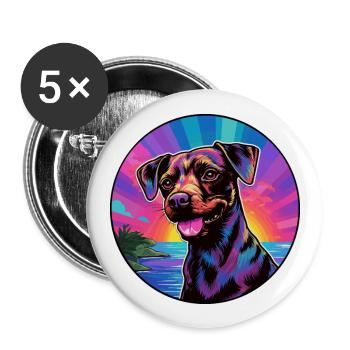 Patterdale Terrier Dog Breed Colorful Cartoon Wate - Buttons large 2.2''/56 mm (5-pack) - white - Front
