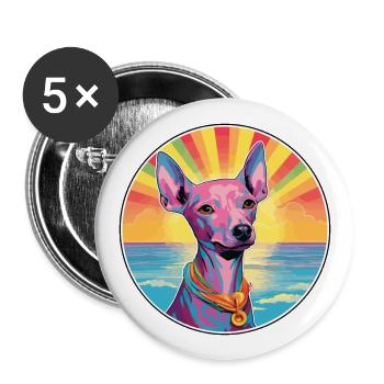 Peruvian Hairless Dog Breed Colorful Cartoon Water - Buttons large 2.2''/56 mm (5-pack) - white - Front