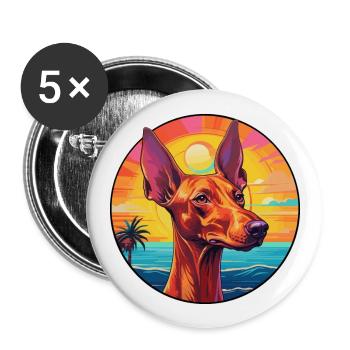 Pharaon Hound Dog Race Coloré Cartoon Watercolo - Lot de 5 grands badges (56 mm) - blanc - Devant