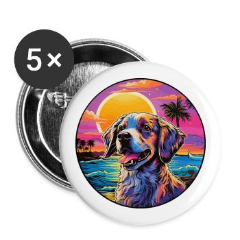 Perdiguero Navarro Dog Breed Colorful Cartoon Wate - Buttons large 2.2''/56 mm (5-pack) - white - Front