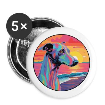 Rampur Greyhound Hund Rasse Bunte Karikatur Wasserc - Buttons groß 56 mm (5er Pack) - Weiß - Vorne