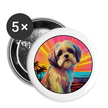 Shih Tzu Dog Breed Colorful Cartoon Watercolor - Buttons large 2.2''/56 mm (5-pack) - white - Front