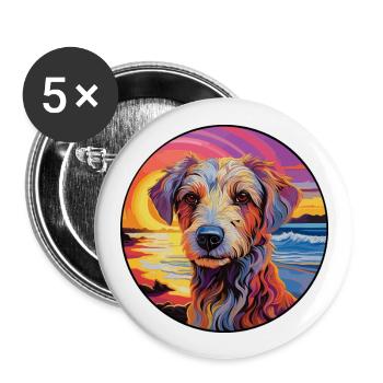 Taigan Kyrgyz Taighany Dog Breed Colorful Cartoon - Buttons large 2.2''/56 mm (5-pack) - white - Front