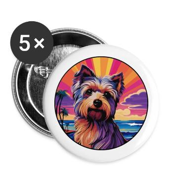 Silky Terrier Race De Chien Coloré Cartoon Watercolo - Lot de 5 grands badges (56 mm) - blanc - Devant