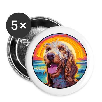 Spinone Italiano Race De Chien Coloré Cartoon Waterc - Lot de 5 grands badges (56 mm) - blanc - Devant