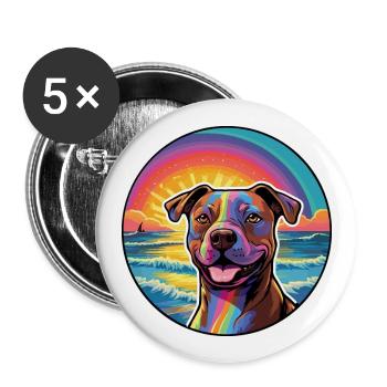 Staffordshire Bull Terrier chien race chariot coloré - Lot de 5 grands badges (56 mm) - blanc - Devant