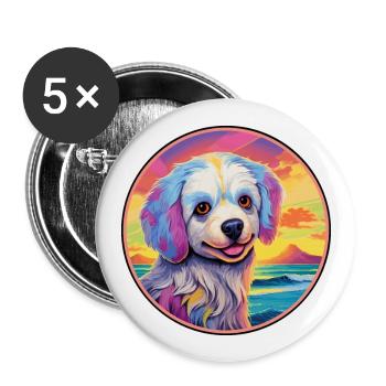 Tahltan Bear Dog Breed Colorful Cartoon Watercolor - Buttons large 2.2''/56 mm (5-pack) - white - Front