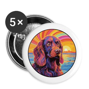 Sussex Spaniel Dog Breed Colorful Cartoon Watercol - Buttons large 2.2''/56 mm (5-pack) - white - Front
