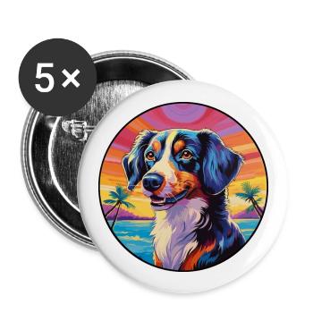 Taigan Dog Breed Colorful Cartoon Watercolor - Buttons large 2.2''/56 mm (5-pack) - white - Front