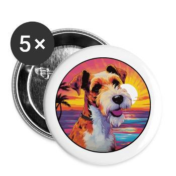 Fil Fox Terrier Chien Race Coloré Cartoon Waterc - Lot de 5 grands badges (56 mm) - blanc - Devant