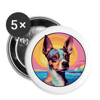 Jouet Fox Terrier Race De Chien Coloré Cartoon Waterco - Lot de 5 grands badges (56 mm) - blanc - Devant