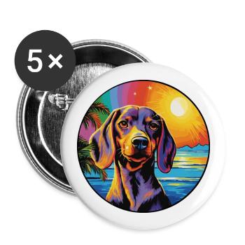 Westfälische Dachsbracke Hunderasse Bunte Karikatur - Buttons groß 56 mm (5er Pack) - Weiß - Vorne