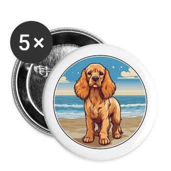 American Cocker Spaniel race de chien Cartoon Kawaii - Lot de 5 grands badges (56 mm) - blanc - Devant