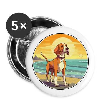 American Foxhound Hund Rasse Cartoon Kawaii Clipart - Buttons groß 56 mm (5er Pack) - Weiß - Vorne