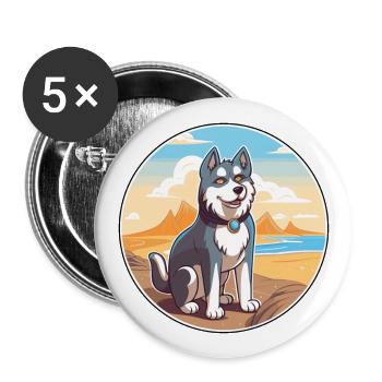 Alaskan Husky chien race Cartoon Kawaii Clipart chien - Lot de 5 grands badges (56 mm) - blanc - Devant