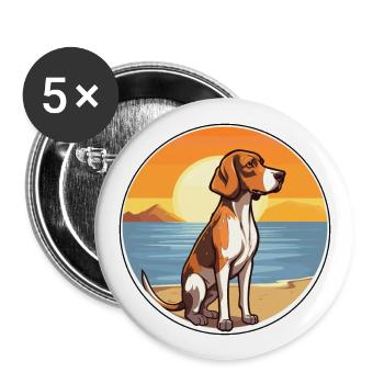 Ariege Pointer Hund Rasse Cartoon Kawaii Clipart - Buttons groß 56 mm (5er Pack) - Weiß - Vorne