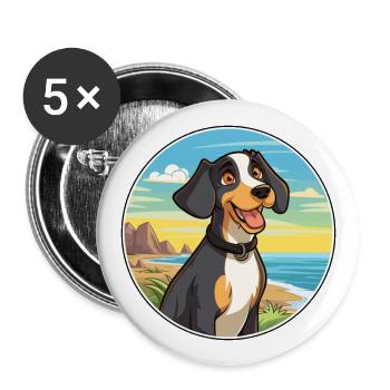 Appenzeller Sennenhund Dog Breed Cartoon Kawaii - Buttons large 2.2''/56 mm (5-pack) - white - Front