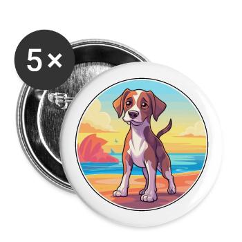 Armenische Gampr Hunderasse Karikatur Kawaii Clipart - Buttons groß 56 mm (5er Pack) - Weiß - Vorne