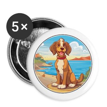 Österreichischer Brandlbracke Hund Rasse Cartoon Kawaii Hund - Buttons groß 56 mm (5er Pack) - Weiß - Vorne