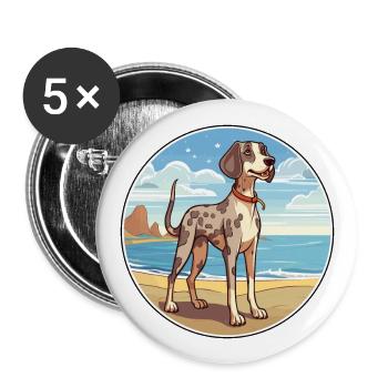 Amerikanischer Leopardenhund Hunderasse Cartoon Kawaii - Buttons groß 56 mm (5er Pack) - Weiß - Vorne