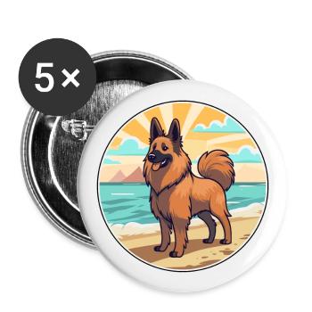 Belgian Tervuren Dog Breed Cartoon Kawaii Clipart - Buttons large 2.2''/56 mm (5-pack) - white - Front
