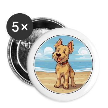 Berger Picard chien race Cartoon Kawaii Clipart chien - Lot de 5 grands badges (56 mm) - blanc - Devant