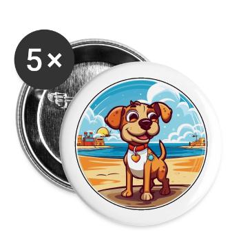 Billy Hund Rasse Cartoon Kawaii Clipart Aquarell - Buttons groß 56 mm (5er Pack) - Weiß - Vorne