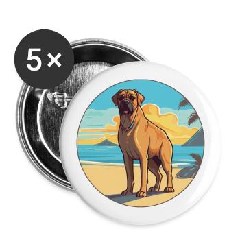 Boerboel chien race dessin animé Kawaii Clipart chien animal de compagnie - Lot de 5 grands badges (56 mm) - blanc - Devant