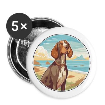 Bracco Italiano race de chien dessin animé Kawaii Clipart - Lot de 5 grands badges (56 mm) - blanc - Devant