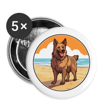 Berger belge chien race Cartoon Kawaii Clipart - Lot de 5 grands badges (56 mm) - blanc - Devant