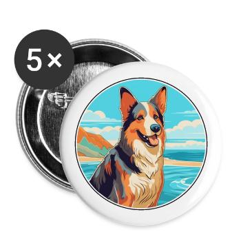 Bohemian Shepherd Dog Breed Cartoon Kawaii Clipart - Buttons large 2.2''/56 mm (5-pack) - white - Front