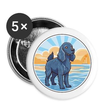 Blue Picardy Spaniel Dog Breed Cartoon Kawaii Dog - Buttons large 2.2''/56 mm (5-pack) - white - Front