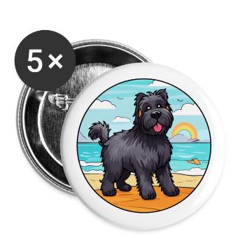 Bouvier Des Flandres Race De Chien Cartoon Kawaii Chien - Lot de 5 grands badges (56 mm) - blanc - Devant