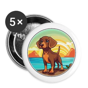Broholmer Hund Rasse Cartoon Kawaii Clipart Hund Haustier - Buttons groß 56 mm (5er Pack) - Weiß - Vorne
