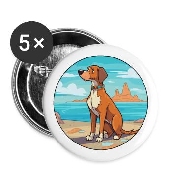 Braque Francais Dog Breed Cartoon Kawaii Clipart - Buttons large 2.2''/56 mm (5-pack) - white - Front