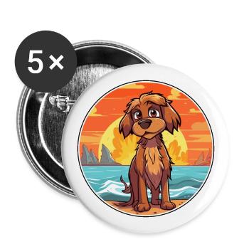 Briquet Griffon Vendéen Race De Chien Cartoon Kawaii - Lot de 5 grands badges (56 mm) - blanc - Devant