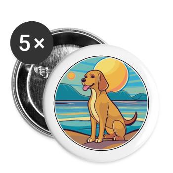 Braque Saint Germain Hunderasse Cartoon Kawaii Hund - Buttons groß 56 mm (5er Pack) - Weiß - Vorne