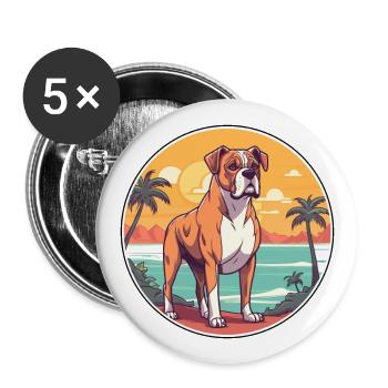 Bull Boxer Dog Breed Cartoon Kawaii Clipart Dog - Buttons large 2.2''/56 mm (5-pack) - white - Front