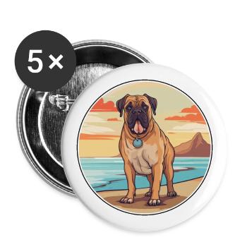 Bullmastiff chien race dessin animé Kawaii Clipart chien - Lot de 5 grands badges (56 mm) - blanc - Devant