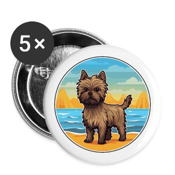 Cairn Terrier chien race Cartoon Kawaii Clipart chien - Lot de 5 grands badges (56 mm) - blanc - Devant