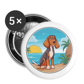 Kanarischer Warren Hund Rasse Cartoon Kawaii Hund - Buttons groß 56 mm (5er Pack) - Weiß - Vorne