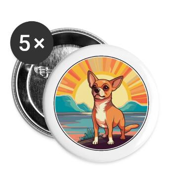 Chihuahua Dog Breed Cartoon Kawaii Clipart Dog Pet - Buttons large 2.2''/56 mm (5-pack) - white - Front