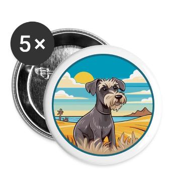 Cesky Terrier Hund Rasse Cartoon Kawaii Clipart Hund - Buttons groß 56 mm (5er Pack) - Weiß - Vorne