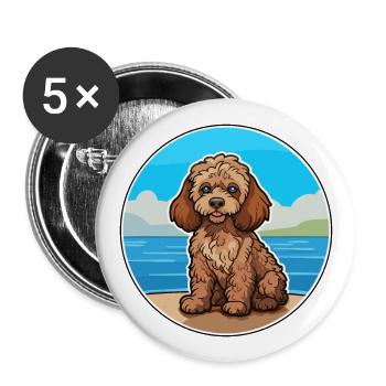 Cockapoo Dog Breed Cartoon Kawaii Clipart Dog Pet - Buttons large 2.2''/56 mm (5-pack) - white - Front